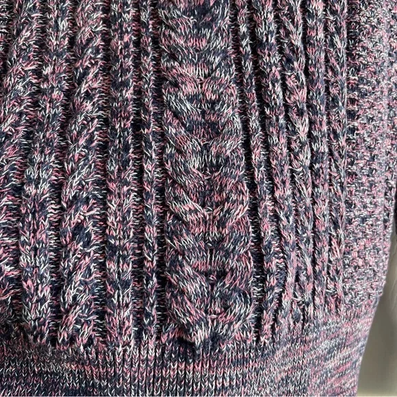 GAP Marled Cable Knit Sweater Purple Blue Cotton Lagenlook Office Teacher Preppy - Picture 3 of 6